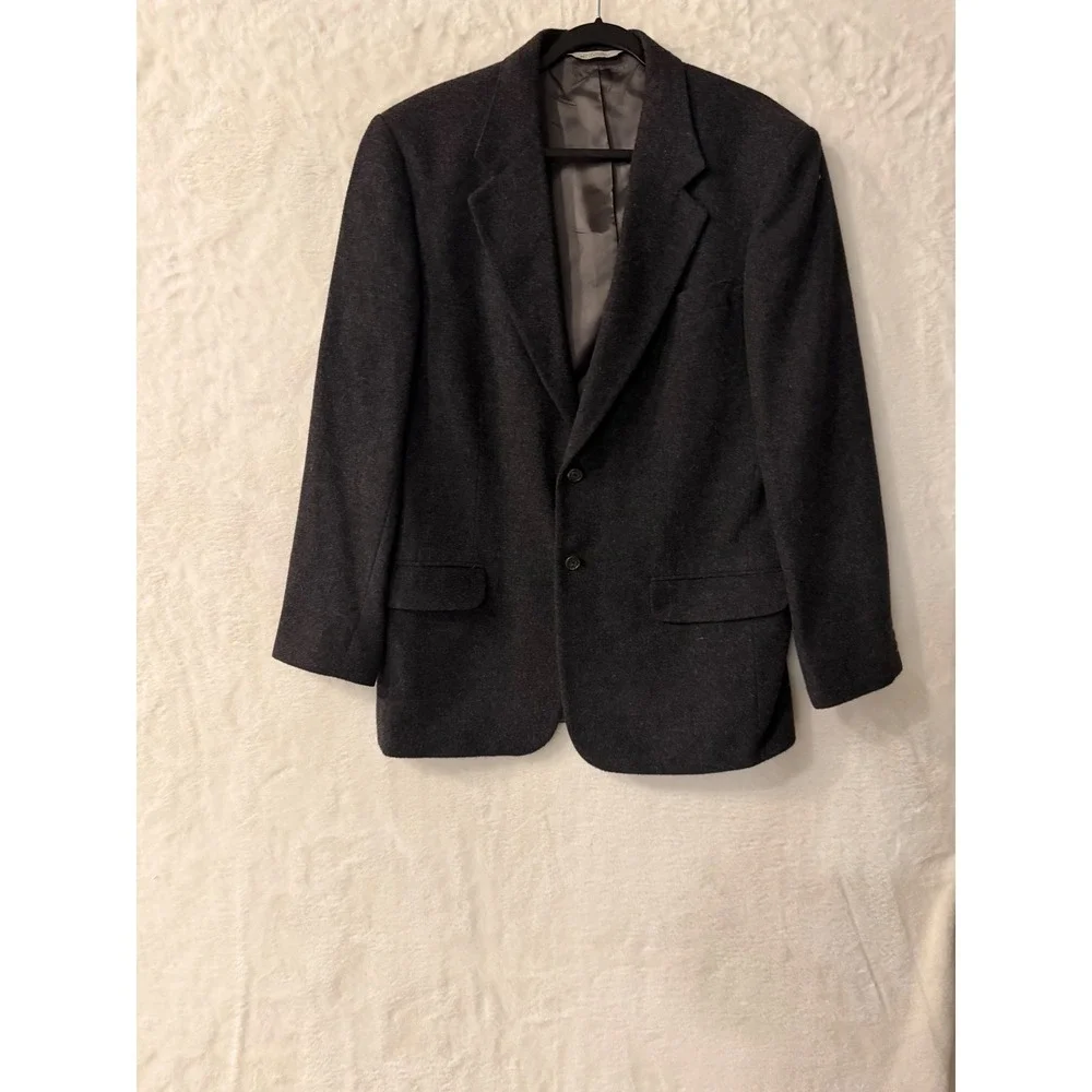 AKA Eddie Bauer Mens 42 Blazer Charcoal Grey 100% Camel Hair Sport Coat USA Made